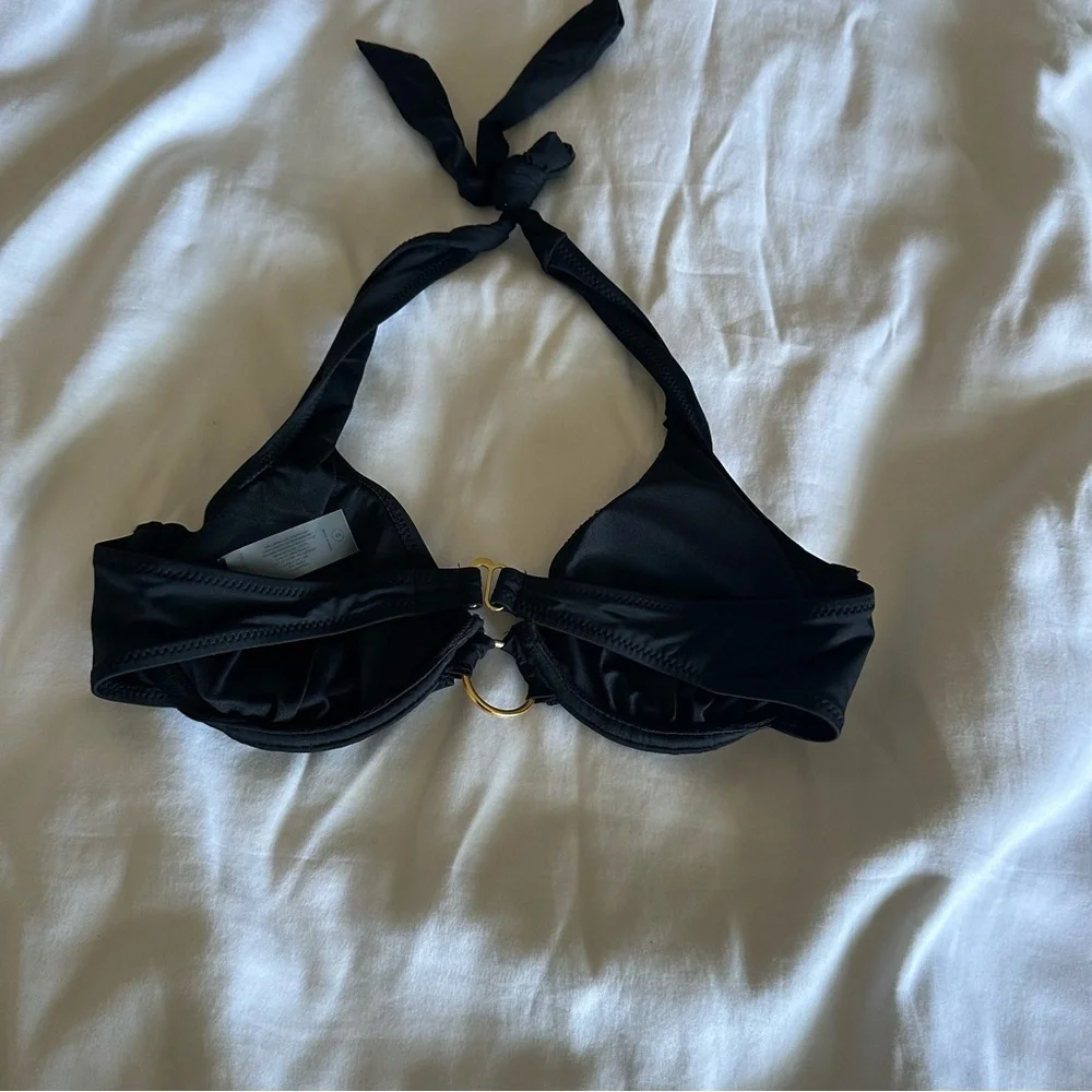 Black Bikini Top With Gold Ring